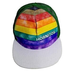Hornitos Rainbow Trucker Hat/Cap White Flat Brim Green Snapback/Mesh Tequila